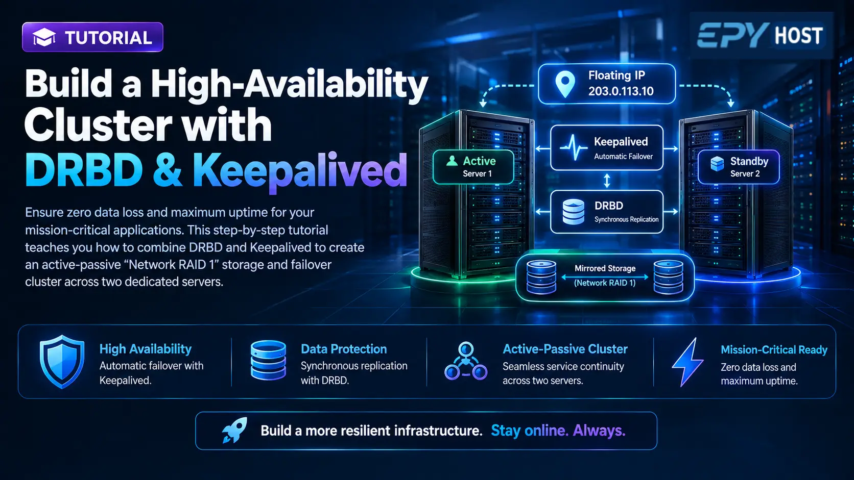 Build a High-Availability Cluster with DRBD & Keepalived